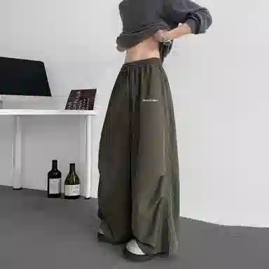 王者荣耀 美式阔腿褶皱伞兵运动休闲裤时尚百搭高街痞帅少年感宽松舒适透气西装裤 标语款 男女同款