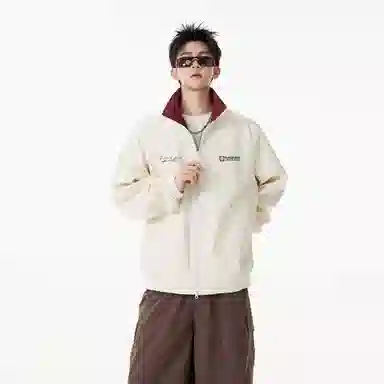 王者荣耀 美式复古撞色翻领外套宽松舒适少年感学院风休闲运动百搭时尚教练夹克衫 梦奇款 男女同款