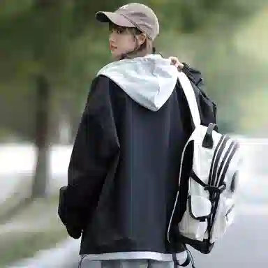 王者荣耀 鲁班七号星空梦想款 美式复古高街假两件基础款撞色拼接连帽长袖高级感户外运动休闲宽松通勤百搭外套夹克 男女同款