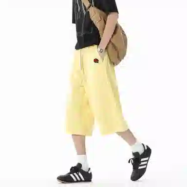 王者荣耀 美式高街纯色基础款七分裤宽松舒适亲肤透气吸汗排湿户外运动日常通勤百搭休闲短裤 男女同款