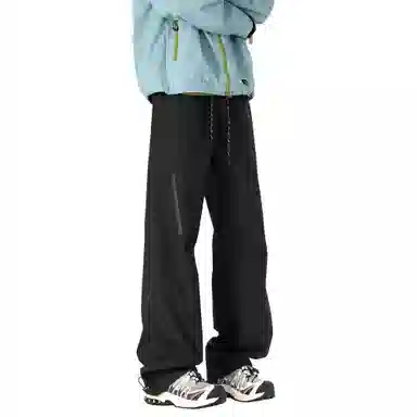 王者荣耀 美式高街拼接裤脚束带长裤宽松舒适透气户外徒步登山运动百搭时尚直筒休闲裤 标语款 男女同款