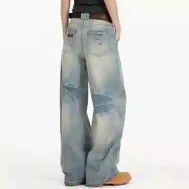 王者荣耀 美式街头复古潮流舒适百搭宽松阔腿拖地休闲长裤牛仔裤 男女同款