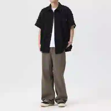 王者荣耀 美式复古格子流苏宽松舒适时尚百搭校园风少年感无性别休闲翻领纽扣短袖衬衫 男女同款