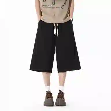 王者荣耀 美式复古纯色七分裤简约百搭宽松舒适透气亲肤凉感居家户外运动青少年潮流休闲短裤 男女同款