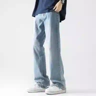 王者荣耀 美式水洗做旧自然落色舒适宽松牛仔裤 男女同款