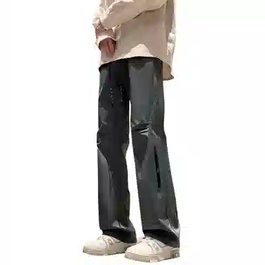 王者荣耀 美式褶皱拼接户外徒步爬山运动宽松舒适透气时尚百搭直筒休闲裤 标语款 男女同款