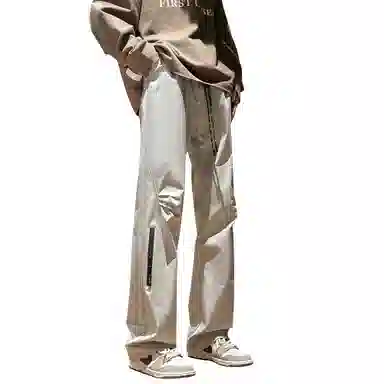 王者荣耀 美式褶皱拼接户外徒步爬山运动宽松舒适透气时尚百搭直筒休闲裤 标语款 男女同款