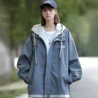 王者荣耀 鲁班七号星空梦想款 美式复古高街假两件基础款撞色拼接连帽长袖高级感户外运动休闲宽松通勤百搭外套夹克 男女同款