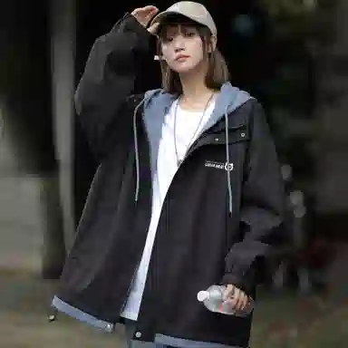 王者荣耀 鲁班七号星空梦想款 美式复古高街假两件基础款撞色拼接连帽长袖高级感户外运动休闲宽松通勤百搭外套夹克 男女同款