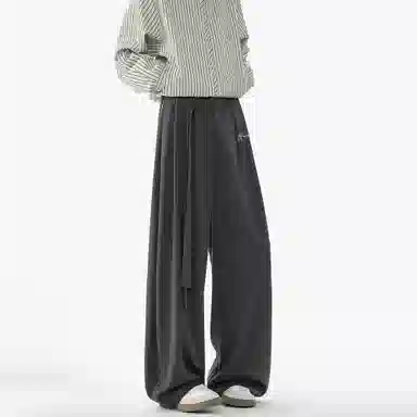 王者荣耀 美式高街纯色直筒垂感长裤宽松舒适痞帅青少年休闲百搭时尚潮牌西装裤 标语款 男女同款