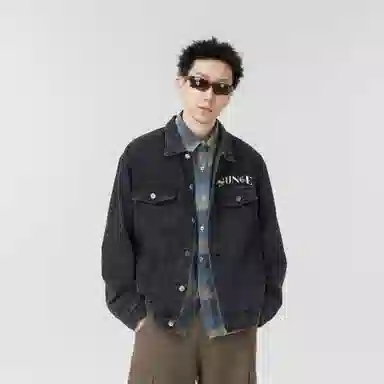 王者荣耀 孙策挚爱之约款 复古涂鸦字母印花宽松翻领休闲百搭牛仔外套 通用