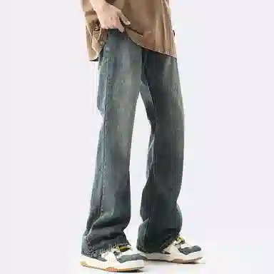 王者荣耀 美式水洗做旧自然落色舒适宽松牛仔裤 男女同款