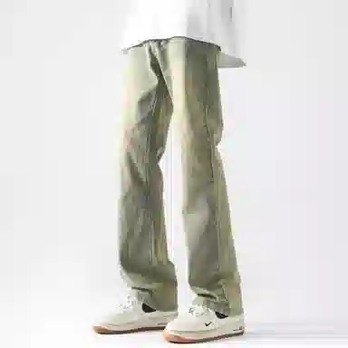 王者荣耀 美式水洗做旧自然落色舒适宽松牛仔裤 男女同款