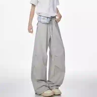 王者荣耀 美式简约纯色休闲长裤宽松舒适透气冰感弹力户外通勤显高显瘦时尚百搭针织运动裤 男女同款