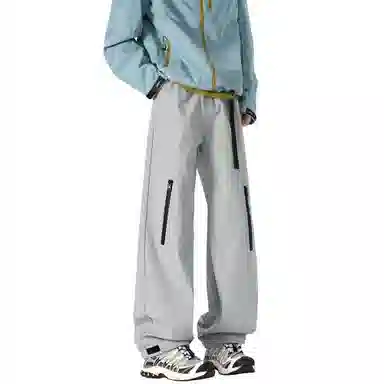 王者荣耀 美式复古拼接个性系带长裤宽松舒适透气户外徒步爬山运动时尚百搭直筒休闲裤 标语款 男女同款