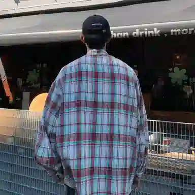 王者荣耀 地狱火款 美式街头经典复古格子衫宽松柔软舒适亲肤休闲长袖衬衫 男女同款