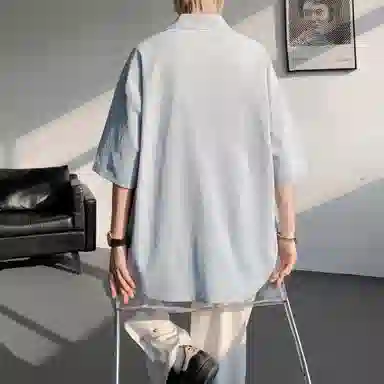 王者荣耀 鲁班七号款 美式复古街头宽松舒适柔软亲肤无性别主义设计感休闲短袖衬衫 男女同款