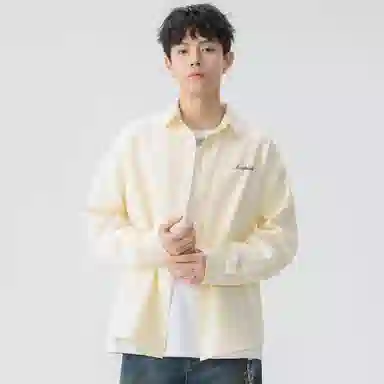 王者荣耀 经典翻领条纹长袖小众休闲简约设计字母印花美式街头复古潮流时尚通勤日常百搭宽松舒适慵懒氛围感无性别主义学院风衬衫 男女同款