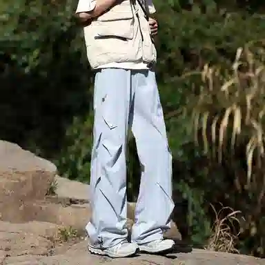 王者荣耀 美式薄款户外工装伞兵裤冰丝褶皱垂感宽松大码机能防皱风凉感速干透气旅行爬山超轻防泼水加肥加大休闲裤 男女同款