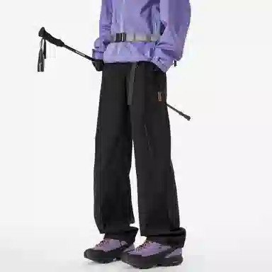 王者荣耀 美式复古拼接个性系带长裤宽松舒适透气户外徒步爬山运动时尚百搭直筒休闲裤 标语款 男女同款