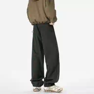 王者荣耀 美式复古拼接个性系带长裤宽松舒适透气户外徒步爬山运动时尚百搭直筒休闲裤 标语款 男女同款