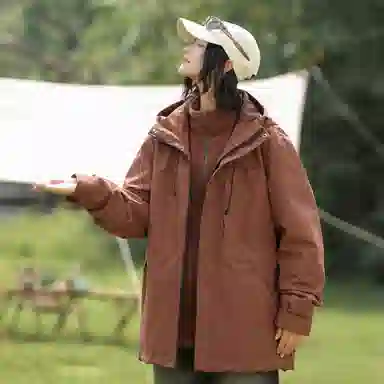 王者荣耀  可拆卸内胆三合一山系户外登山美式简约字母工装休闲宽松保暖连帽  防风透气冲锋衣 男女同款