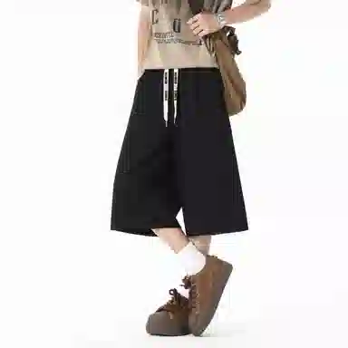 王者荣耀 美式复古纯色七分裤简约百搭宽松舒适透气亲肤凉感居家户外运动青少年潮流休闲短裤 男女同款