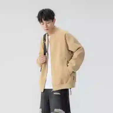 王者荣耀 美式复古脏脏棒球领外套宽松舒适青春高颜值少年感百搭时尚夹克皮衣 标语款 男女同款