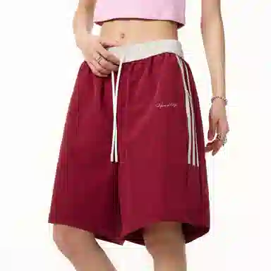 王者荣耀 美式街头复古运动潮流多色侧面撞色基础款宽松柔软亲肤穿搭系带休闲短裤 男女同款