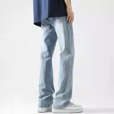 王者荣耀 美式水洗做旧自然落色舒适宽松牛仔裤 男女同款