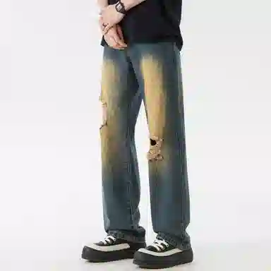 王者荣耀 美式高街复古做旧休闲长裤牛仔裤 男女同款