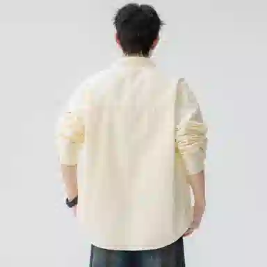 王者荣耀 经典翻领条纹长袖小众休闲简约设计字母印花美式街头复古潮流时尚通勤日常百搭宽松舒适慵懒氛围感无性别主义学院风衬衫 男女同款