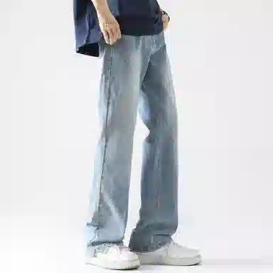 王者荣耀 美式水洗做旧自然落色舒适宽松牛仔裤 男女同款