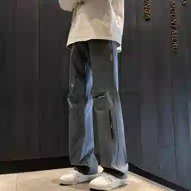 王者荣耀 美式褶皱拼接户外徒步爬山运动宽松舒适透气时尚百搭直筒休闲裤 标语款 男女同款