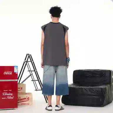 王者荣耀 澜鲨之猎刃款  美式复古圆领舒适基础款创意简约字母设计百搭校园学院风户外简约休闲宽松直筒透气无袖背心 男女同款