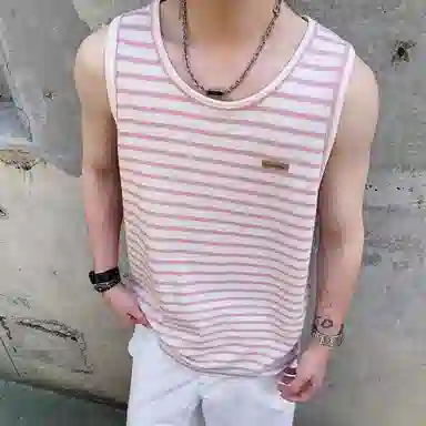 王者荣耀 标语款 美式复古条纹宽松舒适居家户外通勤健身休闲百搭潮流时尚圆领背心 男女同款