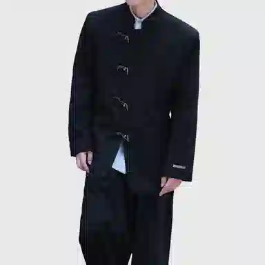 王者荣耀 新中式排扣中山装古装国风雅痞风西服时尚抗皱易打理休闲外套男士韩版大口袋宽松小英伦夹克高级感毕业典礼西装 标语款 男女同款