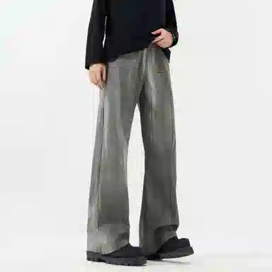 王者荣耀 美式复古水洗做旧直筒裤宽松舒适青少年高颜值休闲百搭时尚牛仔裤 标语款 男女同款