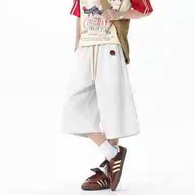 王者荣耀 美式高街纯色基础款七分裤宽松舒适亲肤透气吸汗排湿户外运动日常通勤百搭休闲短裤 男女同款