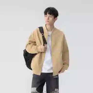 王者荣耀 美式复古脏脏棒球领外套宽松舒适青春高颜值少年感百搭时尚夹克皮衣 标语款 男女同款