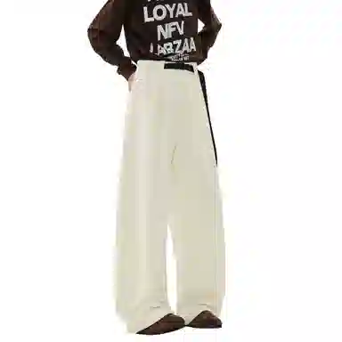 王者荣耀 美式高街提花直筒长裤宽松舒适透气痞帅高颜值百搭时尚垂感休闲裤 标语款 男女同款