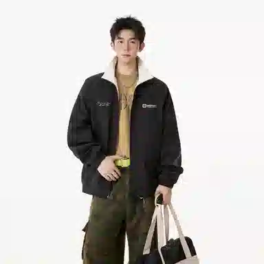 王者荣耀 美式复古撞色翻领外套宽松舒适少年感学院风休闲运动百搭时尚教练夹克衫 梦奇款 男女同款