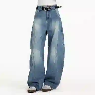 王者荣耀 美式街头复古潮流舒适百搭宽松阔腿拖地休闲长裤牛仔裤 男女同款