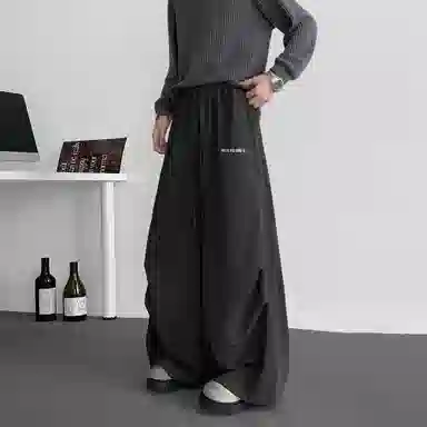 王者荣耀 美式阔腿褶皱伞兵运动休闲裤时尚百搭高街痞帅少年感宽松舒适透气西装裤 标语款 男女同款