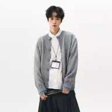 王者荣耀 假两件开衫外套春秋潮牌简约时尚学院风慵懒舒适日常户外通勤百搭针织衫上衣内搭叠穿单排扣毛衣 男女同款