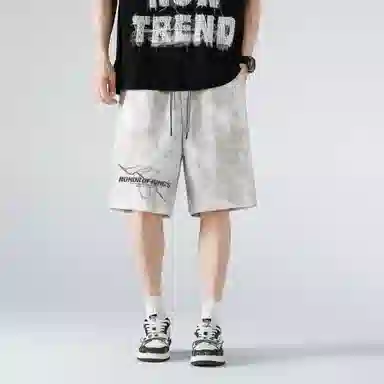 王者荣耀 标语款 美式高街脏脏闪电印花宽松百搭青少年无性别时尚潮流休闲短裤 男女同款