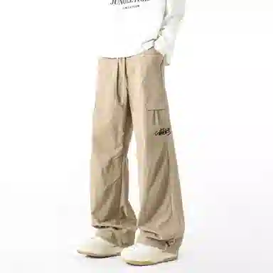 王者荣耀 花木兰款 简约百搭工装慵懒风签字体纯色经典多口袋抽绳舒适运动户外通勤中腰系带休闲裤 男女同款