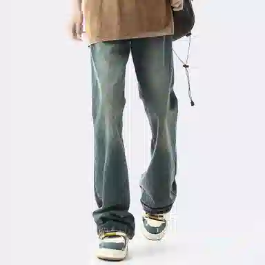 王者荣耀 美式水洗做旧自然落色舒适宽松牛仔裤 男女同款