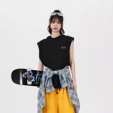 王者荣耀 美式基础款纯色字母坎肩潮宽松舒适户外运动日常通勤无龄感休闲百搭连帽无袖背心 梦奇款 男女同款