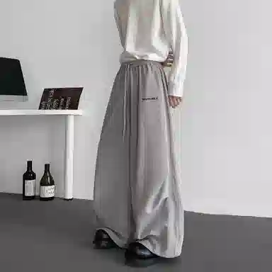 王者荣耀 美式阔腿褶皱伞兵运动休闲裤时尚百搭高街痞帅少年感宽松舒适透气西装裤 标语款 男女同款